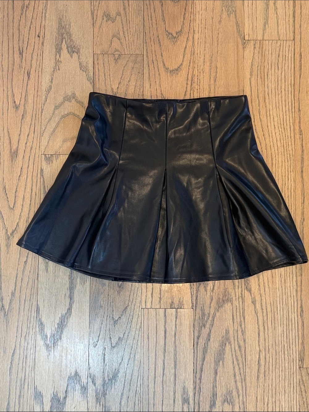 Art Class Girls Faux Leather Black Flared Mini Skirt Size Large 10/12